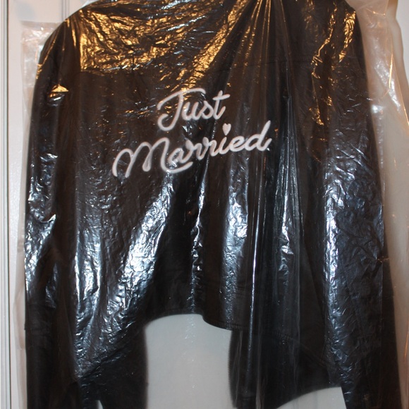 Black Leather Jacket with 'Just Married' Embroidery from David’s Bridal size S - Picture 5 of 5